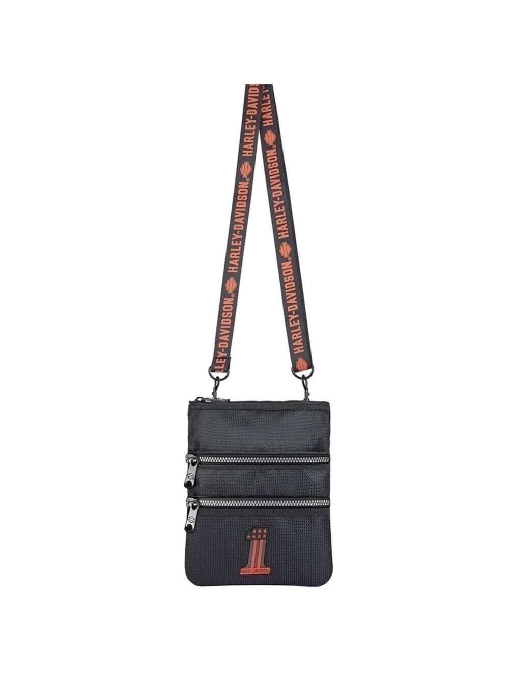 🆕 Harley Davidson HD Crossbody Sling Purse Black Orange Motorcycle Biker Punk